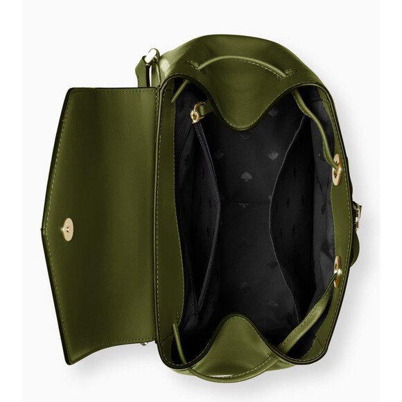 New Kate Spade Lizzie Saffiano Leather Medium Flap Backpack Enchanted Green - Picture 4 of 6